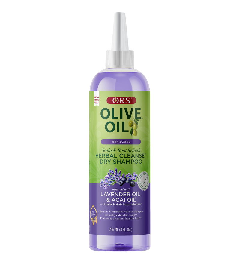 ORS™ Olive Oil Braidzone Herbal Cleanse Dry Shampoo with Lavender Oil and Acai Oil for Scalp & Hair (236 ml / 8 fl oz)