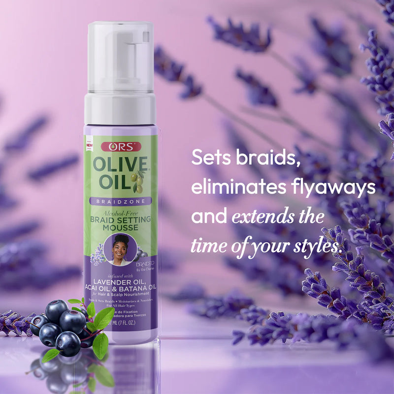 ORS™ Olive Oil Braidzone Braid Setting Mousse with Lavender Oil and Acai Oil for Scalp & Hair (207 ml / 7 fl oz)